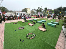 Ngày hội Chúng cháu vui khỏe "Bé tập làm chú bộ đội" của các bé Trường mầm non Tân Ước