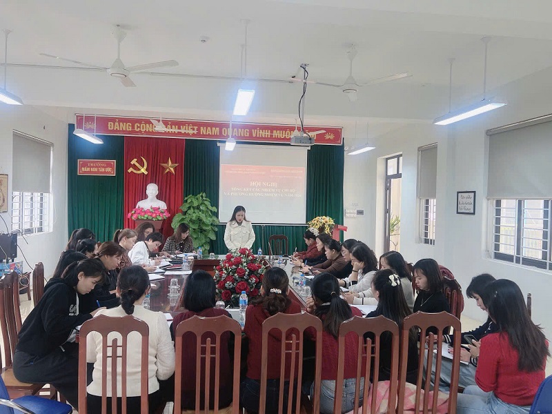 Chi bộ Trường Mầm non Tân Ước tổ chức hội nghị Tổng kết công tác năm 2025, phương hướng nhiệm vụ năm 2026 và tổ chức sinh hoạt Chi bộ Tháng 02/2026