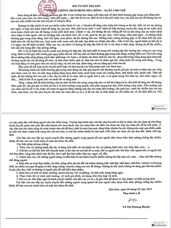 Bai tuyen truyen phong chong benh mua Dong Xuan cho tre