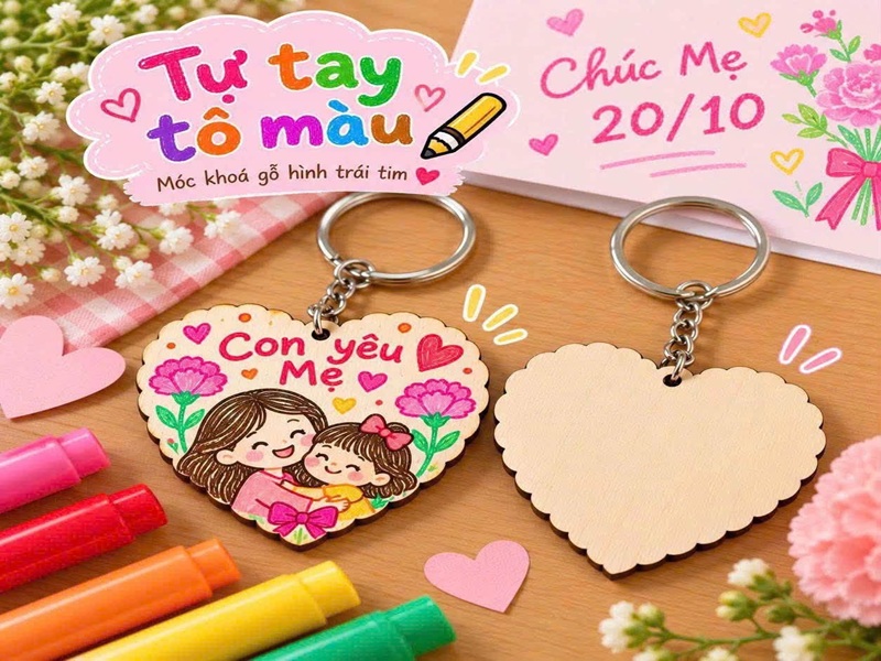 🌈🎨 BÉ TÔ MÀU MÓC KHÓA XINH YÊU CHÀO MỪNG NGÀY 20/10 💖